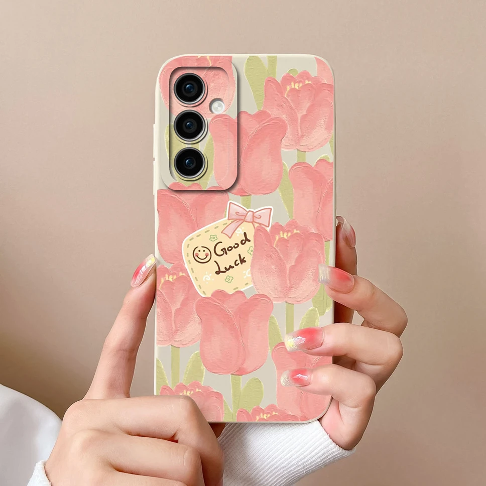 Phone Cover For Samsung Galaxy A55 A35 5G Capa Protective Soft Silicone Cover Cute Flower Case For SamsungA55 GalaxyA35 Fundas