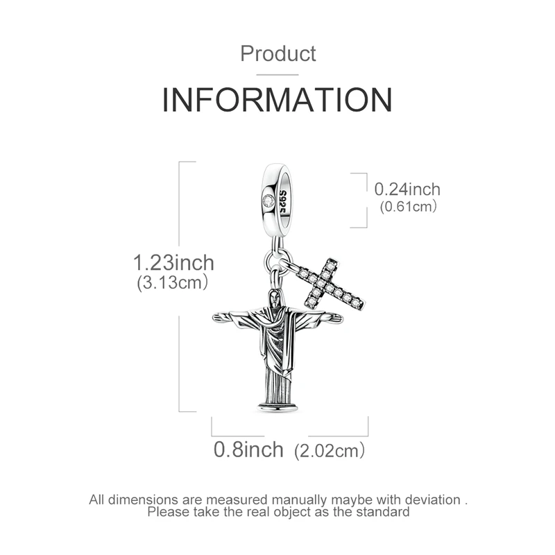 Charms aus 925 Sterling Silber mit Pferde-, Pilz-, Kreuz- und Herz-Motiven, Passend für Armbänder und Perlen, Feiner Damenschmuck, Geschenke – Detail 12