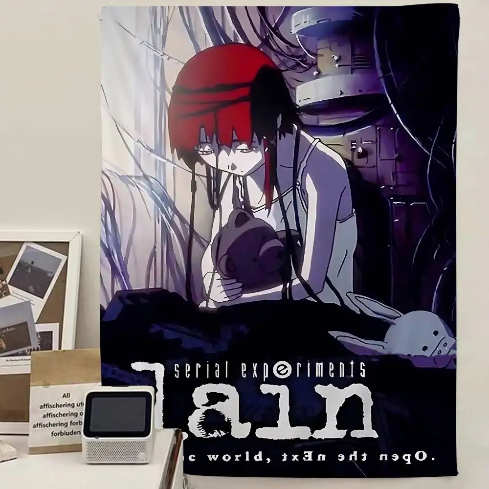 التجارب التسلسلية Lain الكرتون أنيمي نسيج الهبي زهرة جدار السجاد النوم ديكور رخيصة الهبي الجدار الشنق
