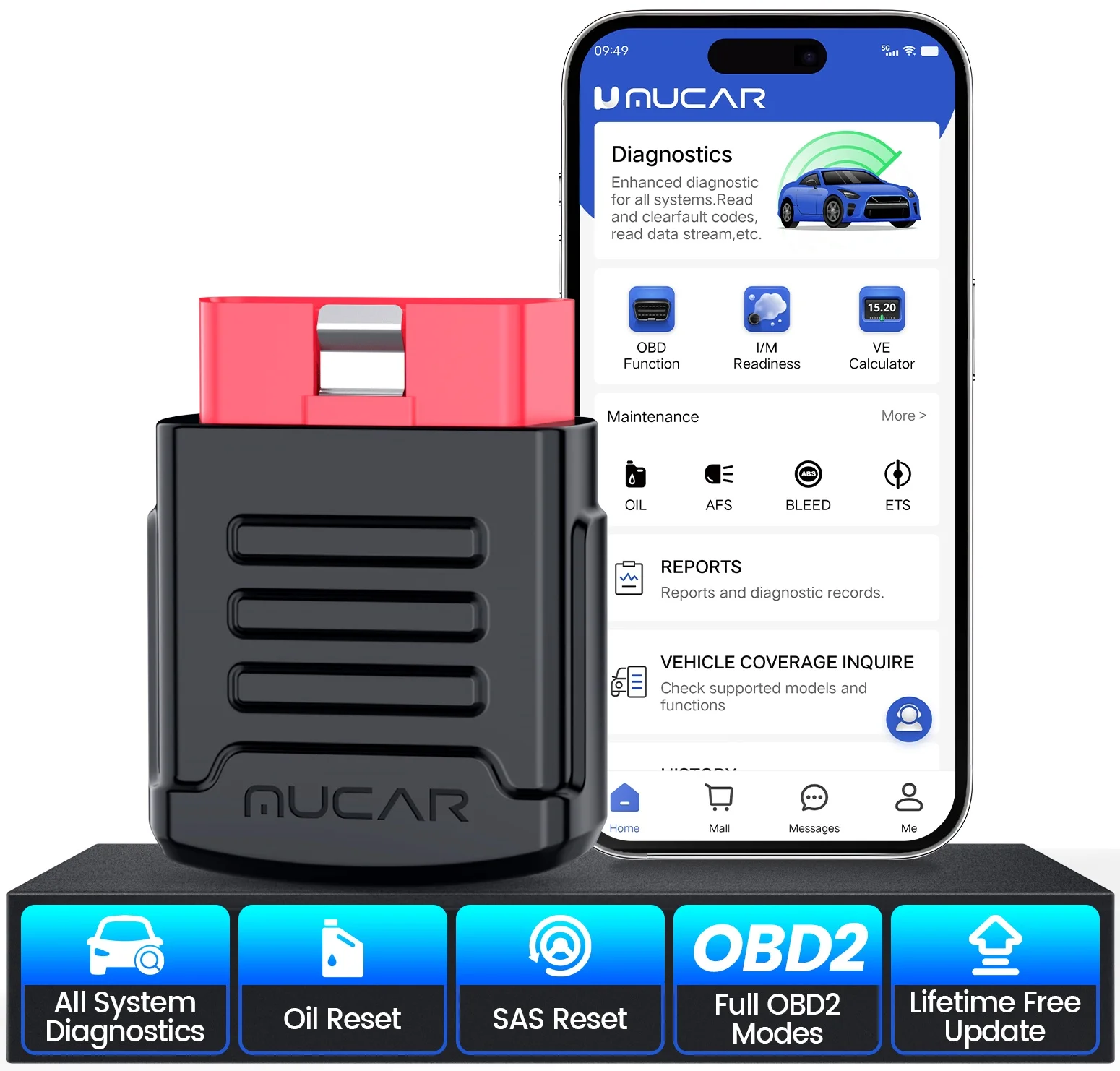 

MUCAR BT200/BT200 PRO OBD2 Code Reader DTC Lookup Scan Tool Full System Diagnotic Oil/SAS Reset Car Diagnostic Tool OBD2 Scanner