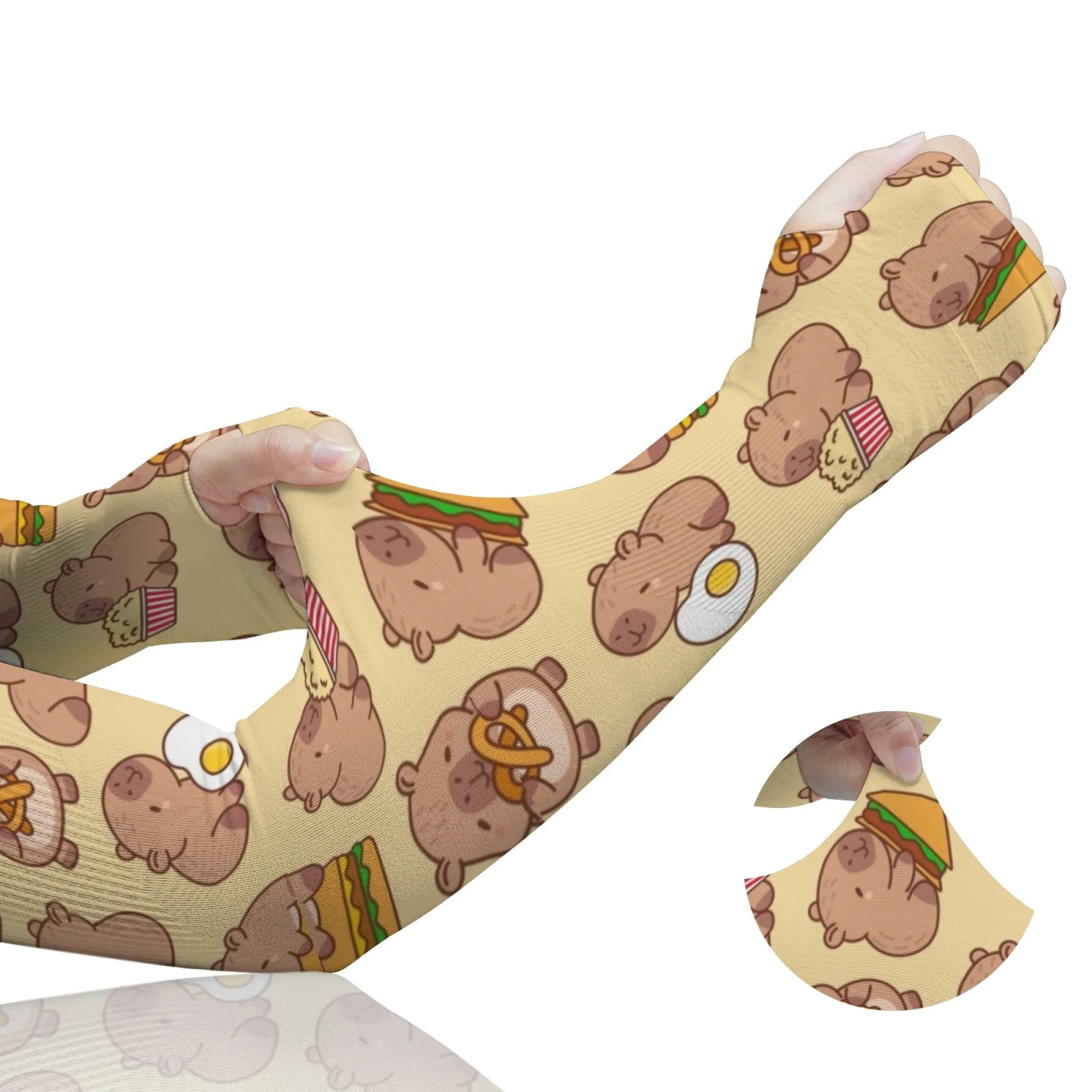 ハッピーかわいいカピバラノベルティ面白いアームスリーブ快適なソフト通気性アウトドアアクティビティガーデニングスポーツ保護スリーブ