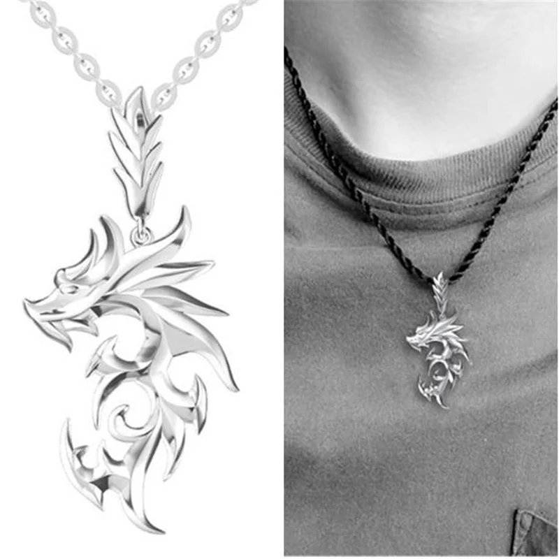 Trendy 925 Sterling Silver Necklace For Men Jewelry Retro Mysterious Dragon Animal Pendant Necklaces Male Boy  Anniversary Gift