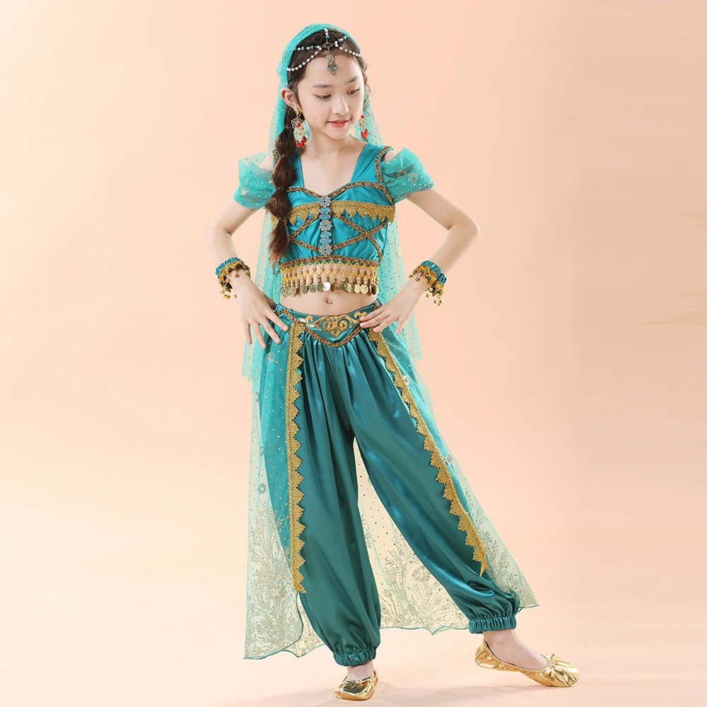 Children's Indian Princess Belly Dance Set Eastern Indian Dance Sari Girl Performance Clothing Children's Stage Clothing