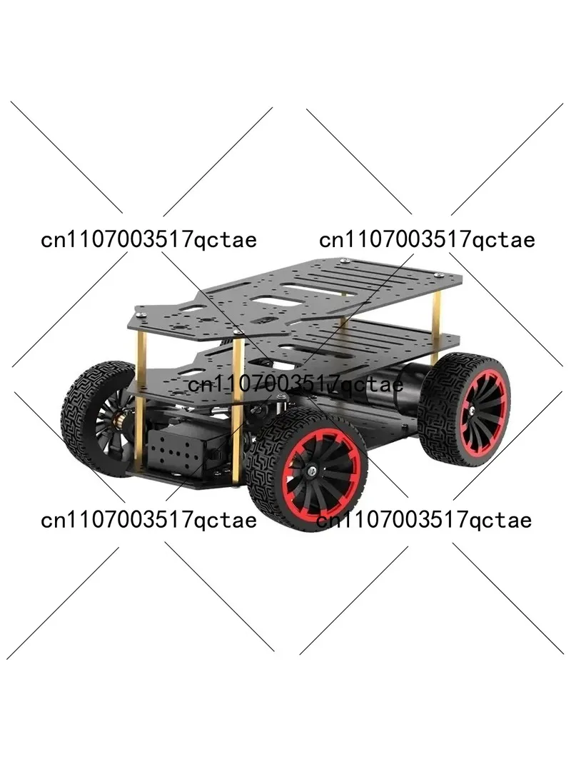 Metal Ackerman Robot Car Chassis 5KG Load Dual Encoder Motor Front Servo Steering ROS Robot Base