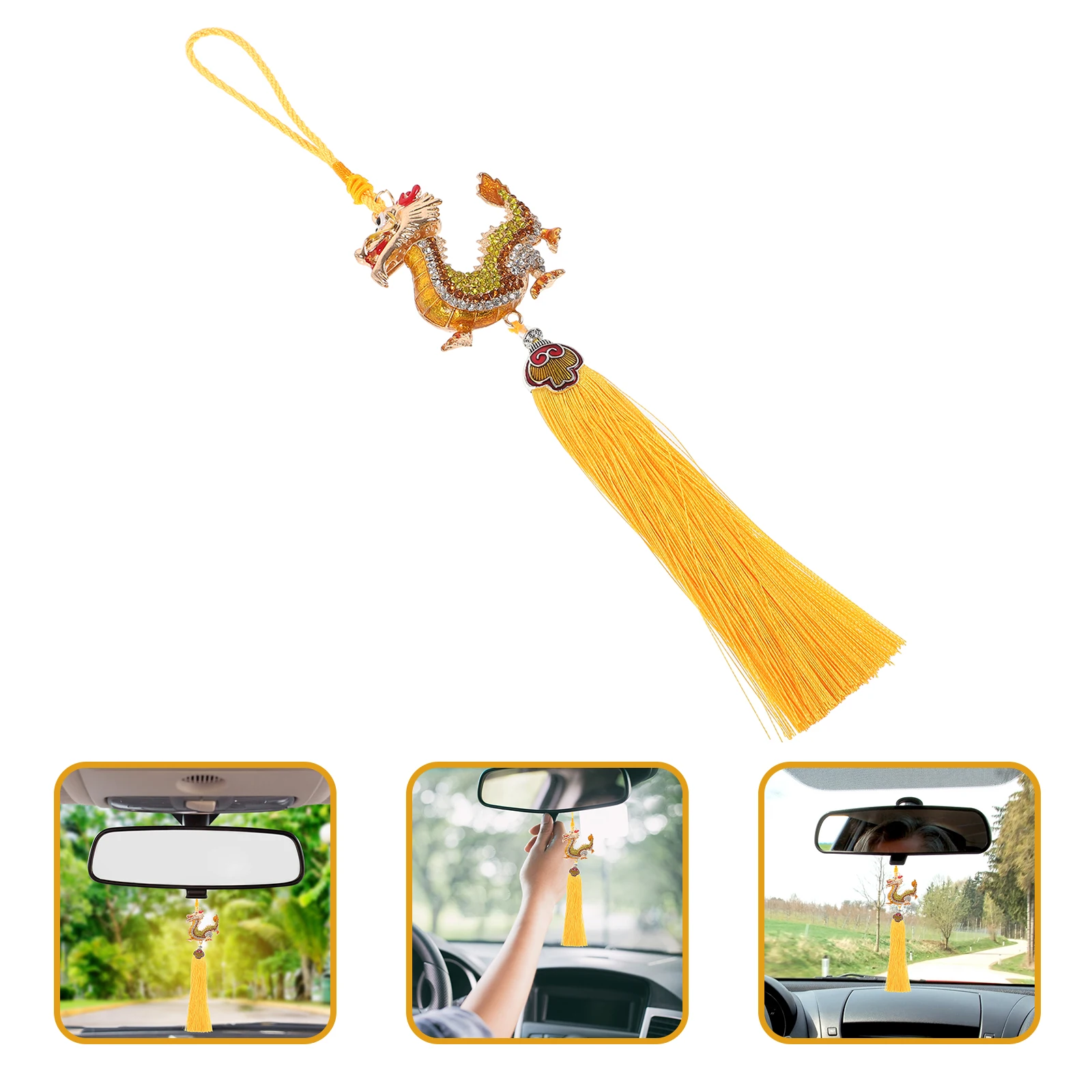 

Dragon Year Alloy Pendant Decoration Car Mirror Accessories Hanging Interior Decorations Tassel Ornament Office