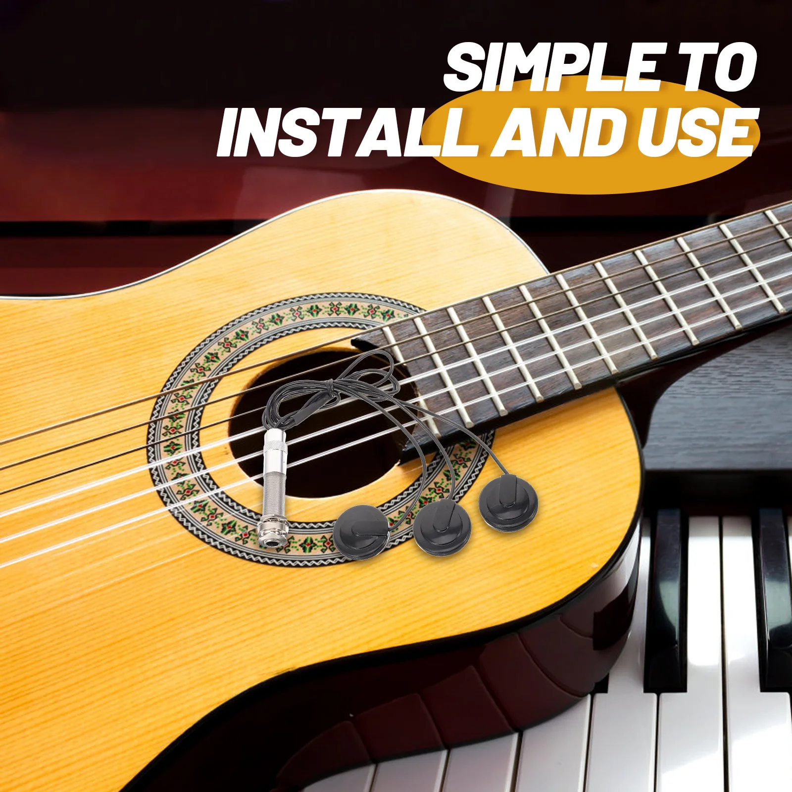 

Multifunctional Guitar Pickup No Punching Folk Acoustic Violin Banjo Mandolin Piezoelectric Play Accessory For