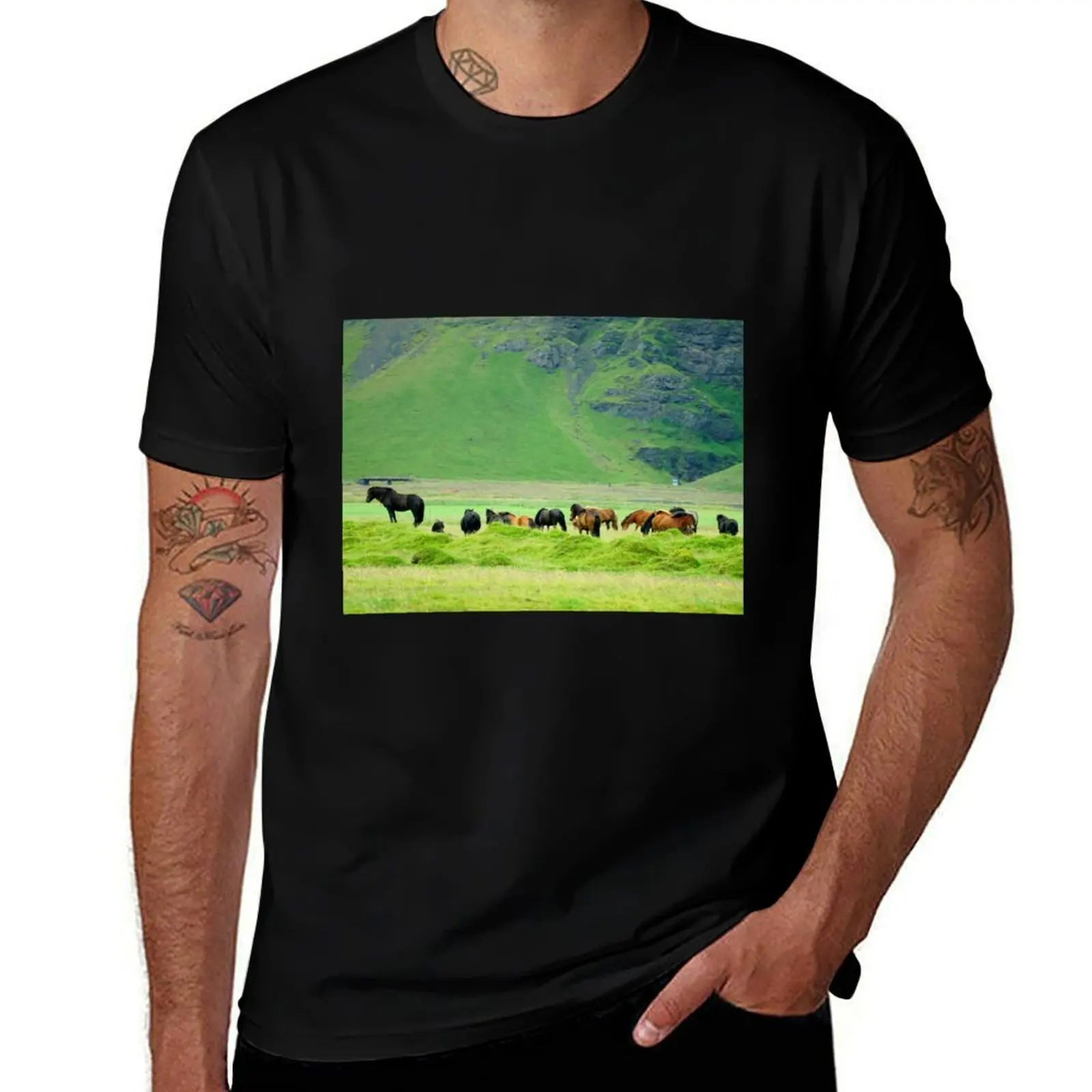 Iceland horses vol.1 T-Shirt Basic Solid Color Short Sleeve T-Shirt