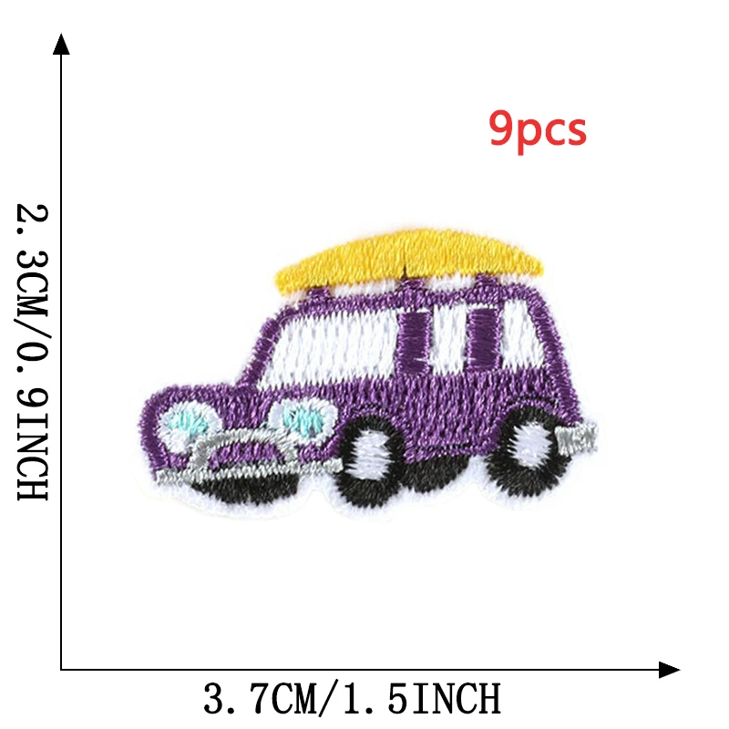9 Stück Auto Lot Eisen auf Patches Kinder für Kleidung Stoff kleine Jungen Stich Bulk Designer bestickt Pack süße Parche Ropa Infantil – Detail 8
