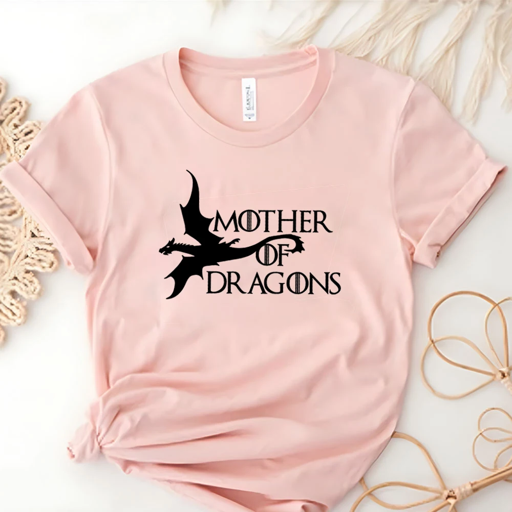 Mother of Dragon Women T-Shirts Funny Graphic Women's Tees Family Dragons Shirts O-neck Short Sleeve Casual T-shirt Mother's Day