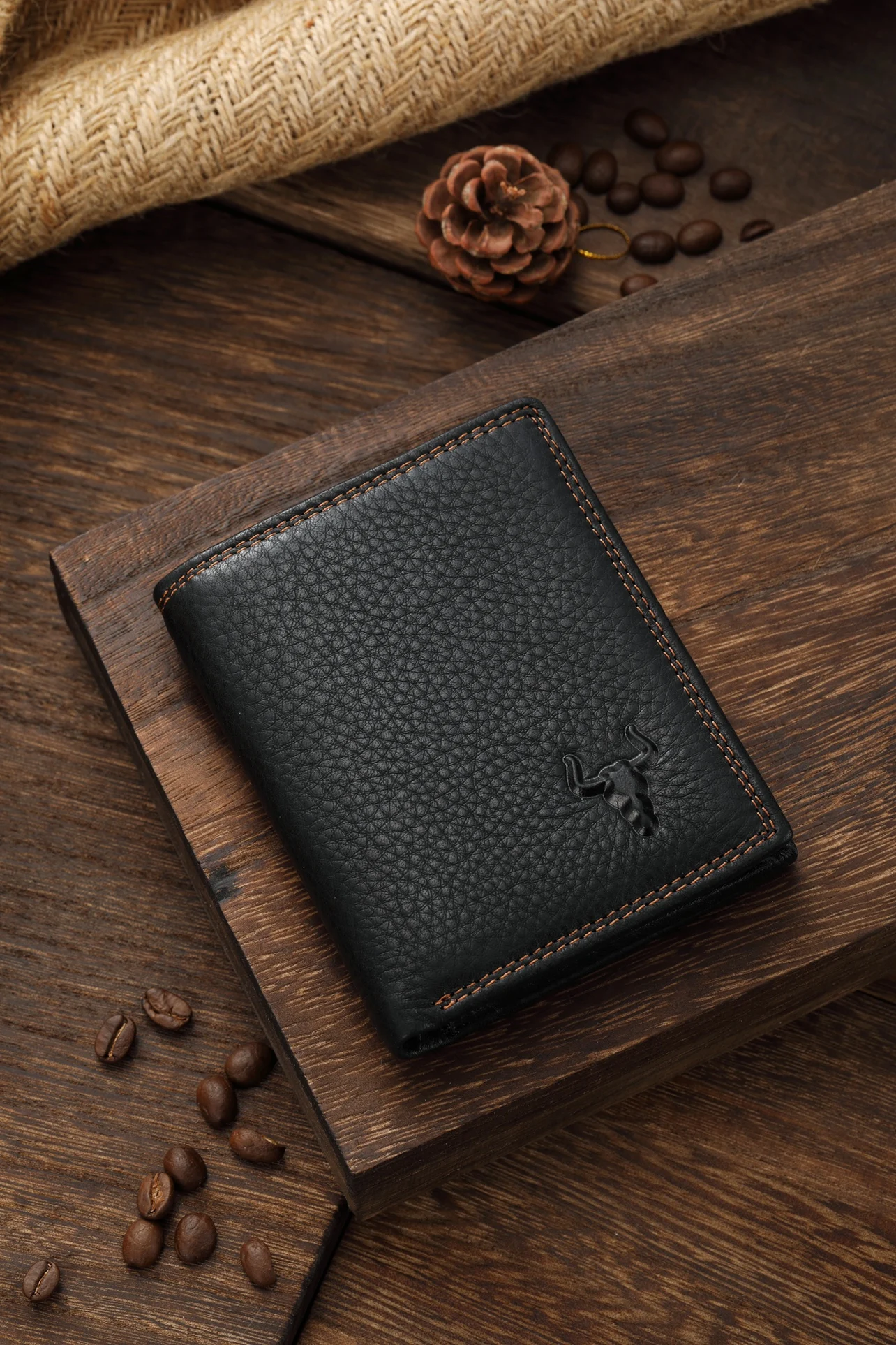 メンズレザーウォレット-マルチカードスロット-トップレイヤー牛革-耐磁性カードホルダー-ビジネススタイル-ショートウォレット-横型