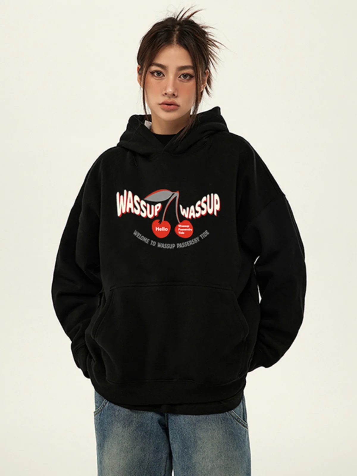 

2024 autumn and winter new trendy brand printed sweater trendy brand sweater loose casual pure cotton long-sleeved top