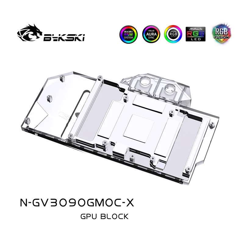 Imagem -04 - Bykski Uso Bloco de Água para Gigabyte Rtx 3080 3090 Jogos Eagle Vision oc 10g Turbo 24g Radiador Cobre Backplate Rgb Aura