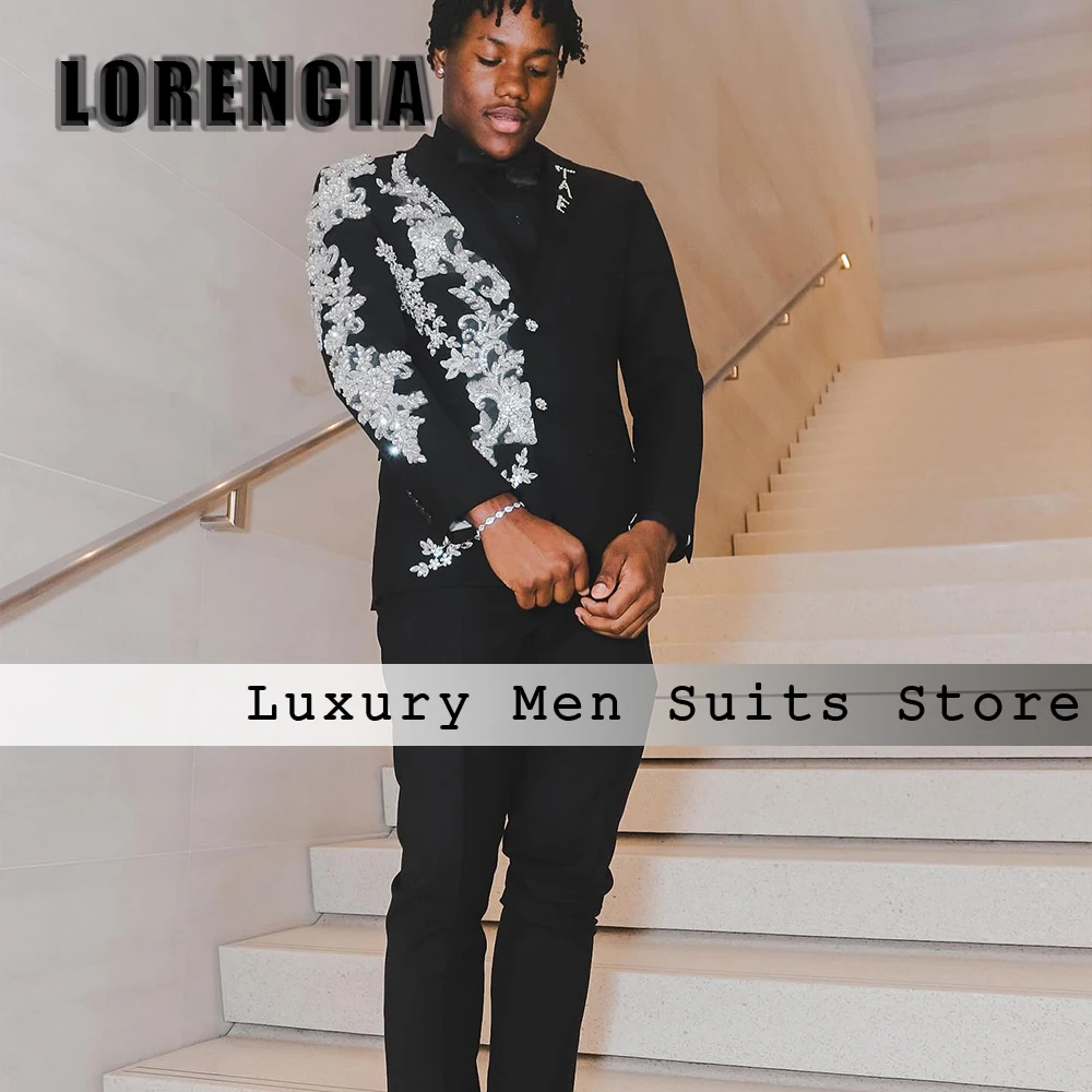 

Изысканные мужские костюмы с аппликацией, комплект из 2 предметов, однобортный смокинг, наряд для свадебной вечеринки, пиджак по индивидуальному заказу, брюки, ropa hombre