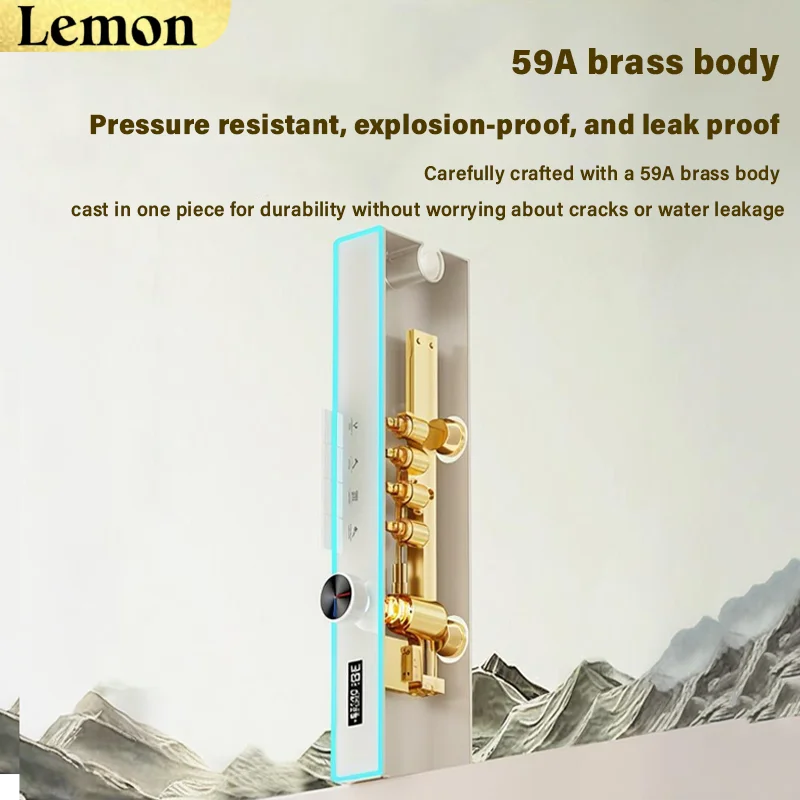 CHOOXIWU - Large storage table wall thermostatic shower shower set All copper shower household pressurized nozzle