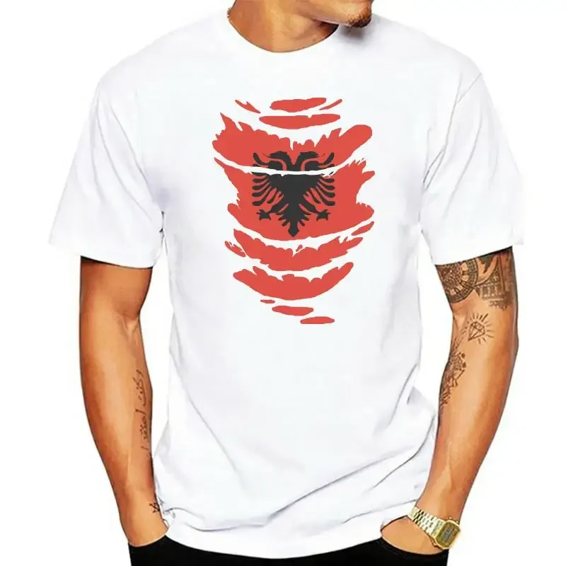 Albanian Flag T-Shirt see Muscles through Ripped T-Shirt Albania Sizes S - XXXL