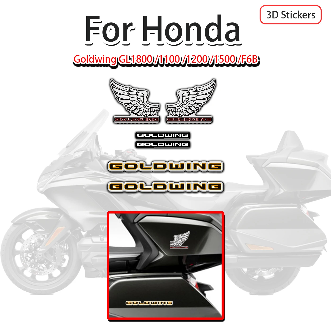 Motorcycle Decals For Honda Goldwing GL1800 1100 1200 1500 Tour F6B Cover Emblem Side Fairing Stickers Decal Logo Symbol Mark