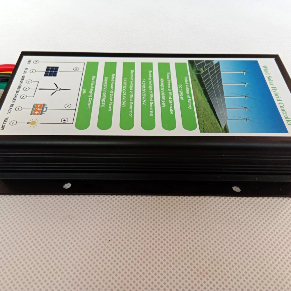 Imagem -05 - Controlador Híbrido Automático da Carga da Proteção da Sobrecarga do Solar 12v 24v Controlador Híbrido Solar Impermeável do Vento 800w Vento 1000w