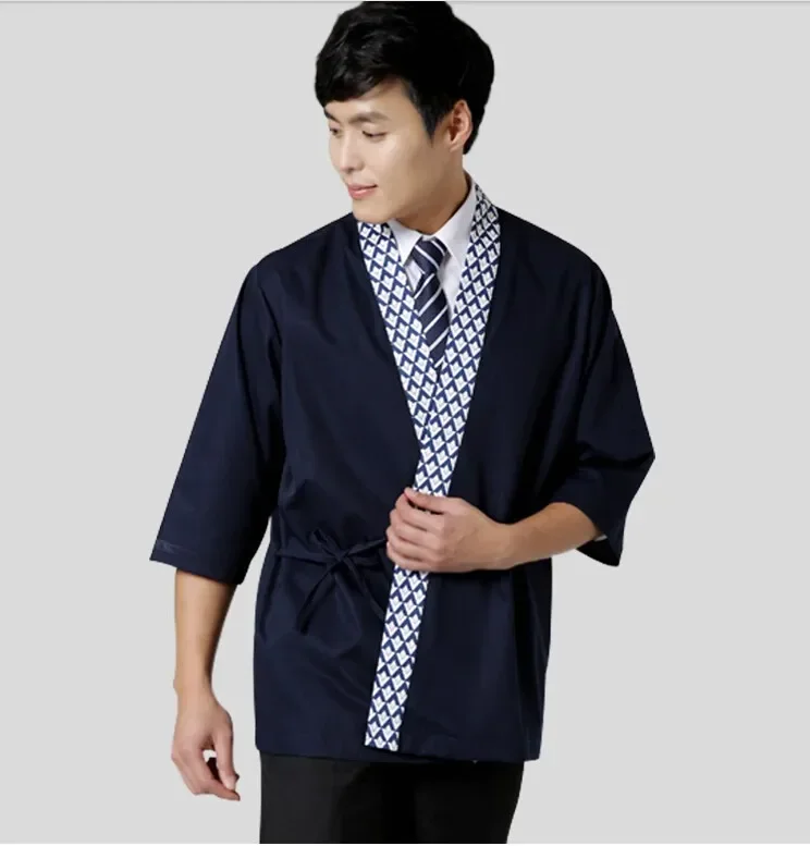 Jaqueta uniforme de chef de sushi japonês cozinha quimono masculino