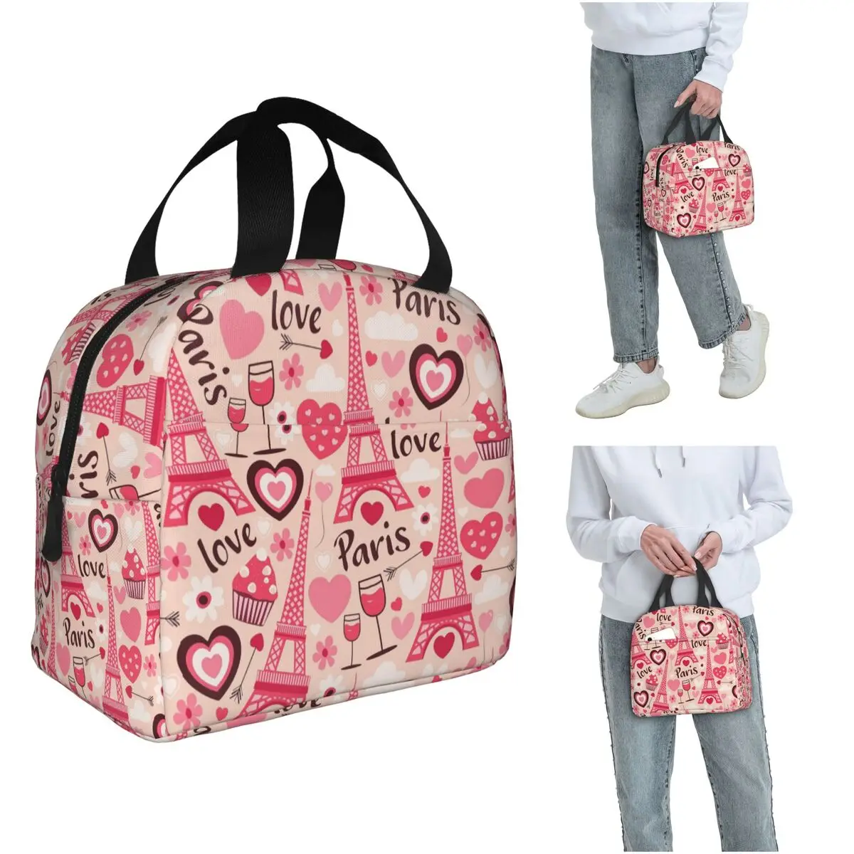 

Романтическая термосумка для обеда с дизайном Эйфелевой башни для женщин и детей, портативная термосумка для еды, термосумка-тоут