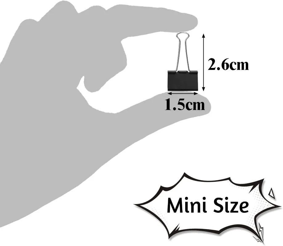 10-50 قطعة مقاطع قابلة للطي متعددة الأغراض دبابيس ورق معدنية الموثق كليب مكتب كليب أسود 15 مللي متر للورق مكتب المنزل المطبخ #2