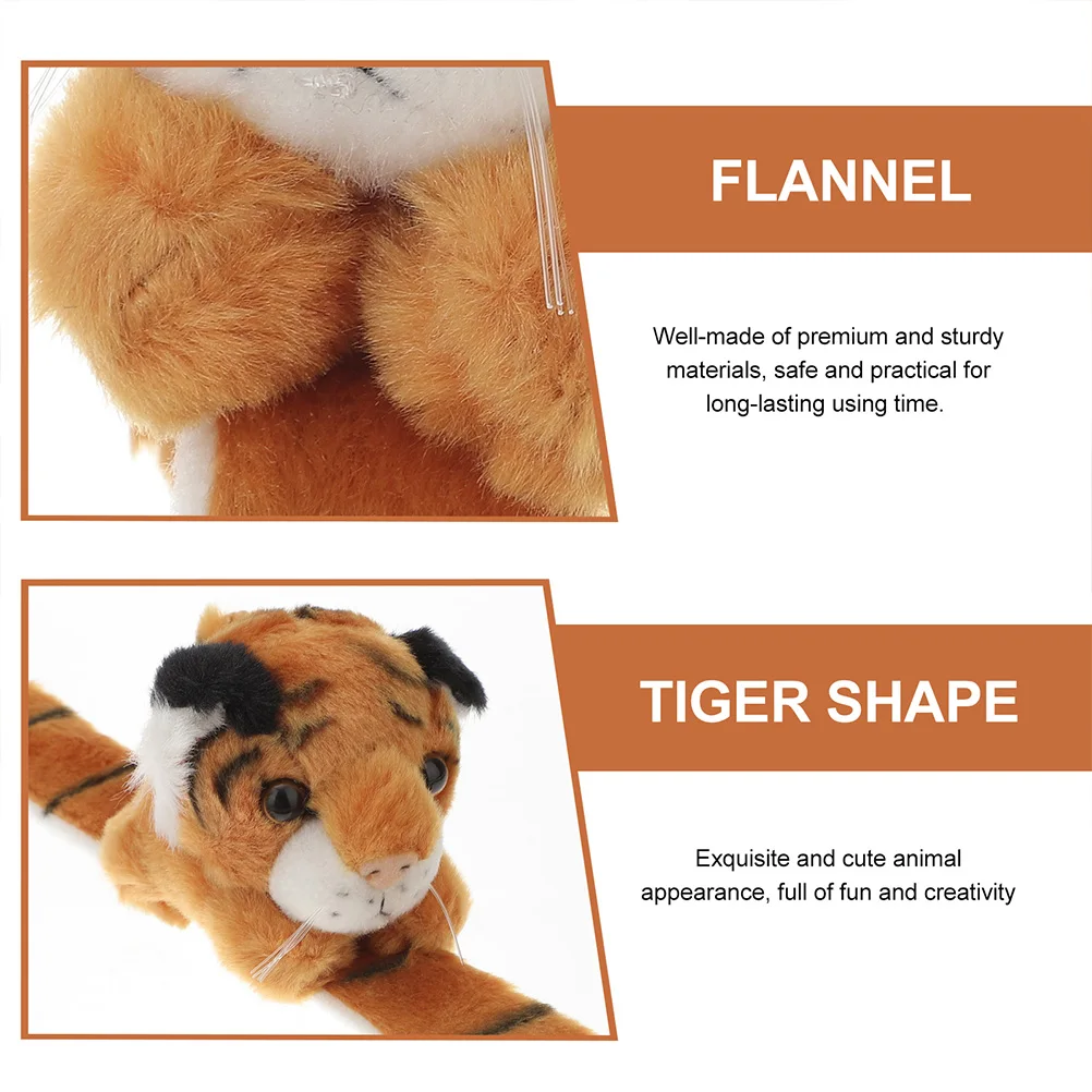 

2 Pcs Tiger Bracelet Kids Toy Wrist Band Animals Slap Bracelets Stuffed Bands Snap
