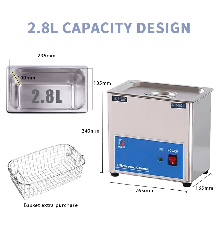 2.8L Jeweler Cleaner Ultrasonic Gold Silver Luster Rust Stain Removal Diamond Jewelry Ultrasonic Cleaner