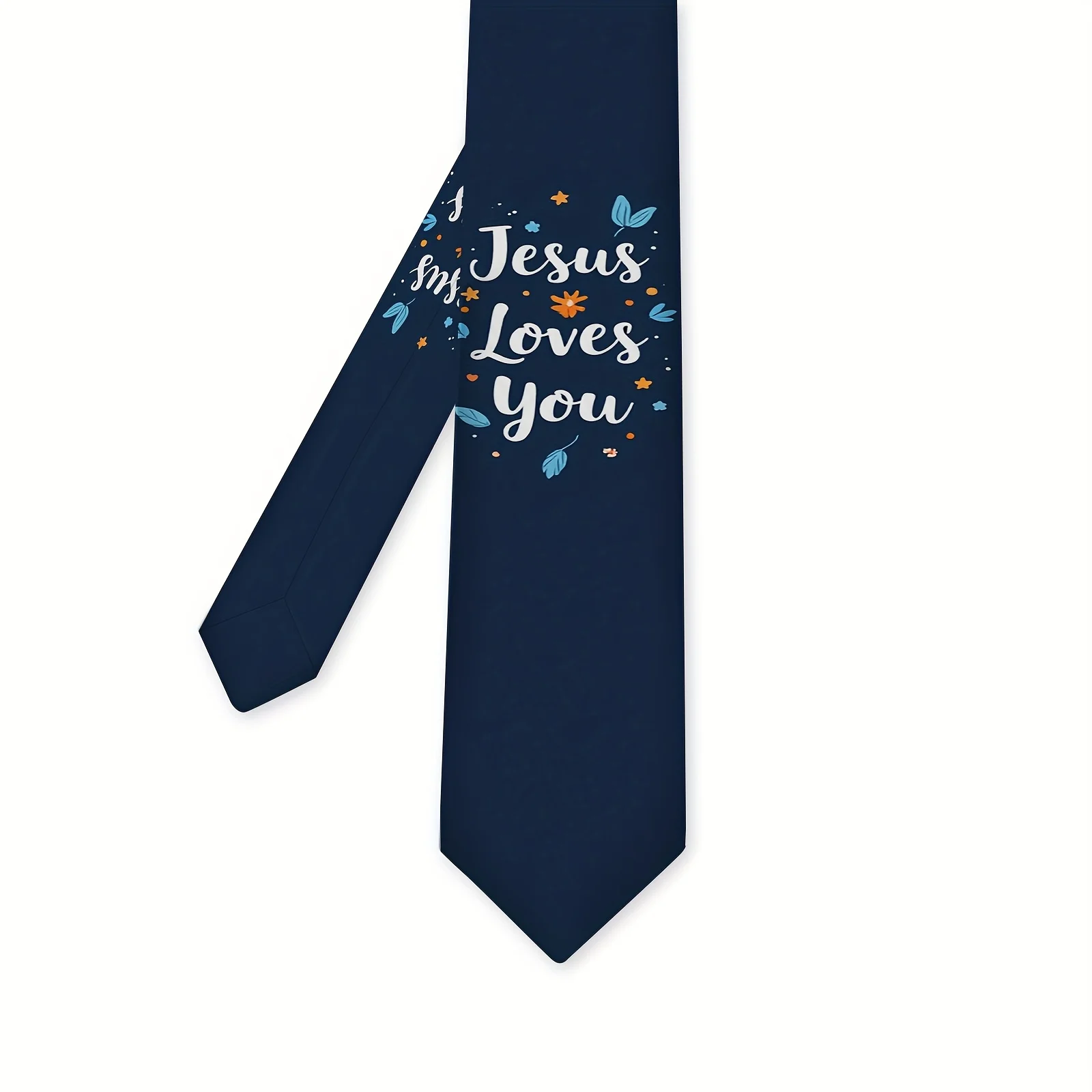 

Галстук «Иисус любит тебя», темно-синий полиэстер с красочным сердечком для свадеб, деловых встреч, новогодние подарки