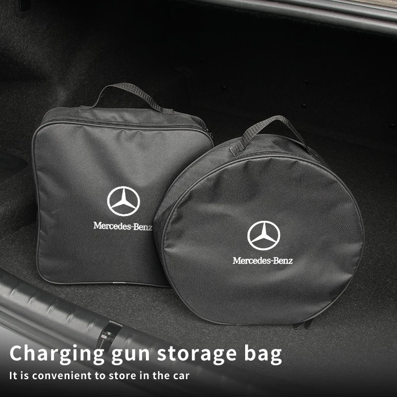 Car Charging Cable Organizer Trunk Storage Bag For Mercedes MP2 MP3 A B C E S Class W201 W210 W108 W205 W203 C180 C300 W124 W177