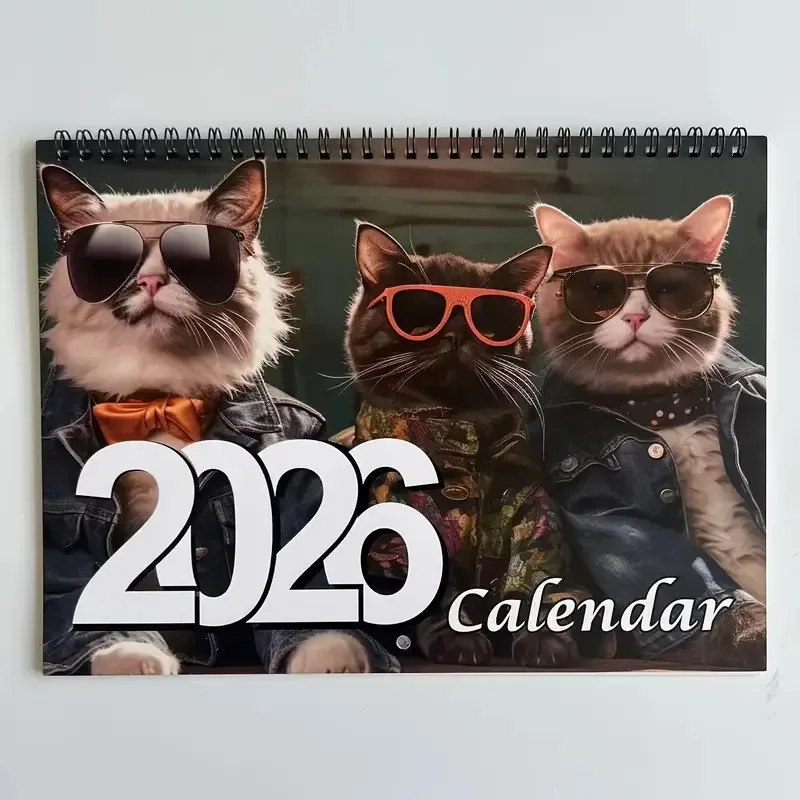 

2025 Cat Calendar- Cats Chillin' with Coffee Handmade 12 Monthly Cats Wall Calendar 2025 Planner, Funny Family Planner