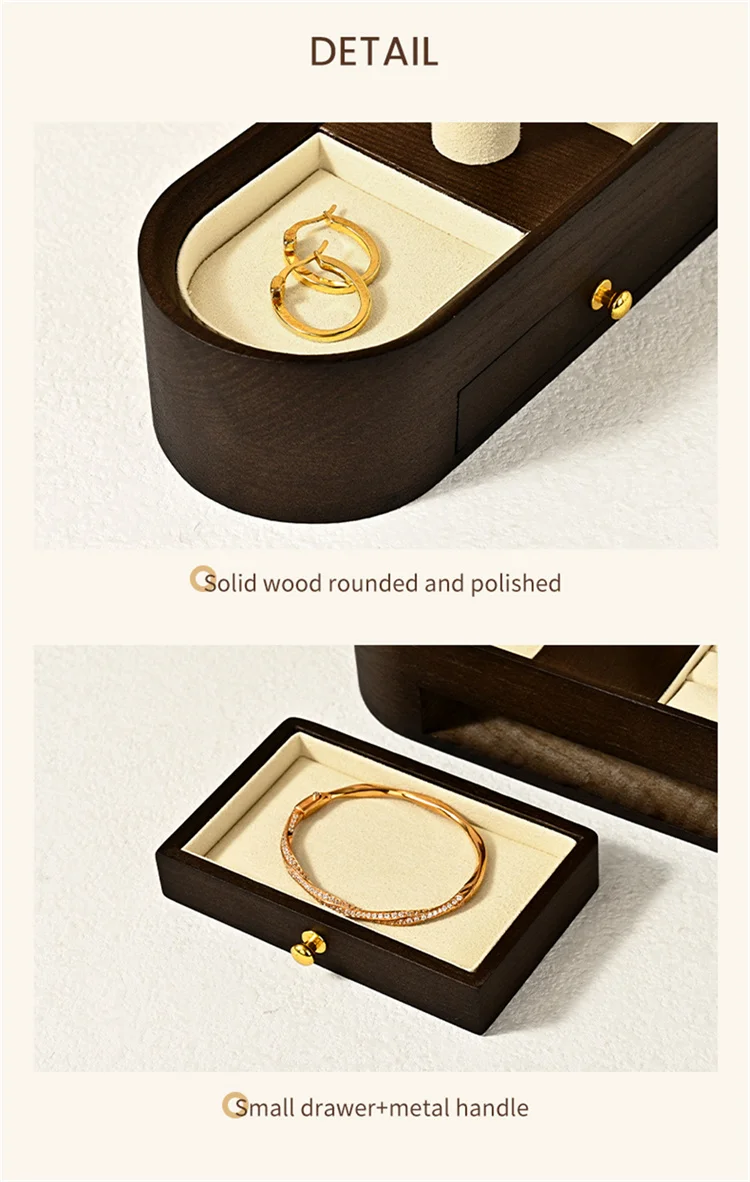 WoodTen Solid Wood Watch Display Stand with Drawers Double Layered Watch Necklace Bracelet Organizer Rack Jewelry Bracelet Stand