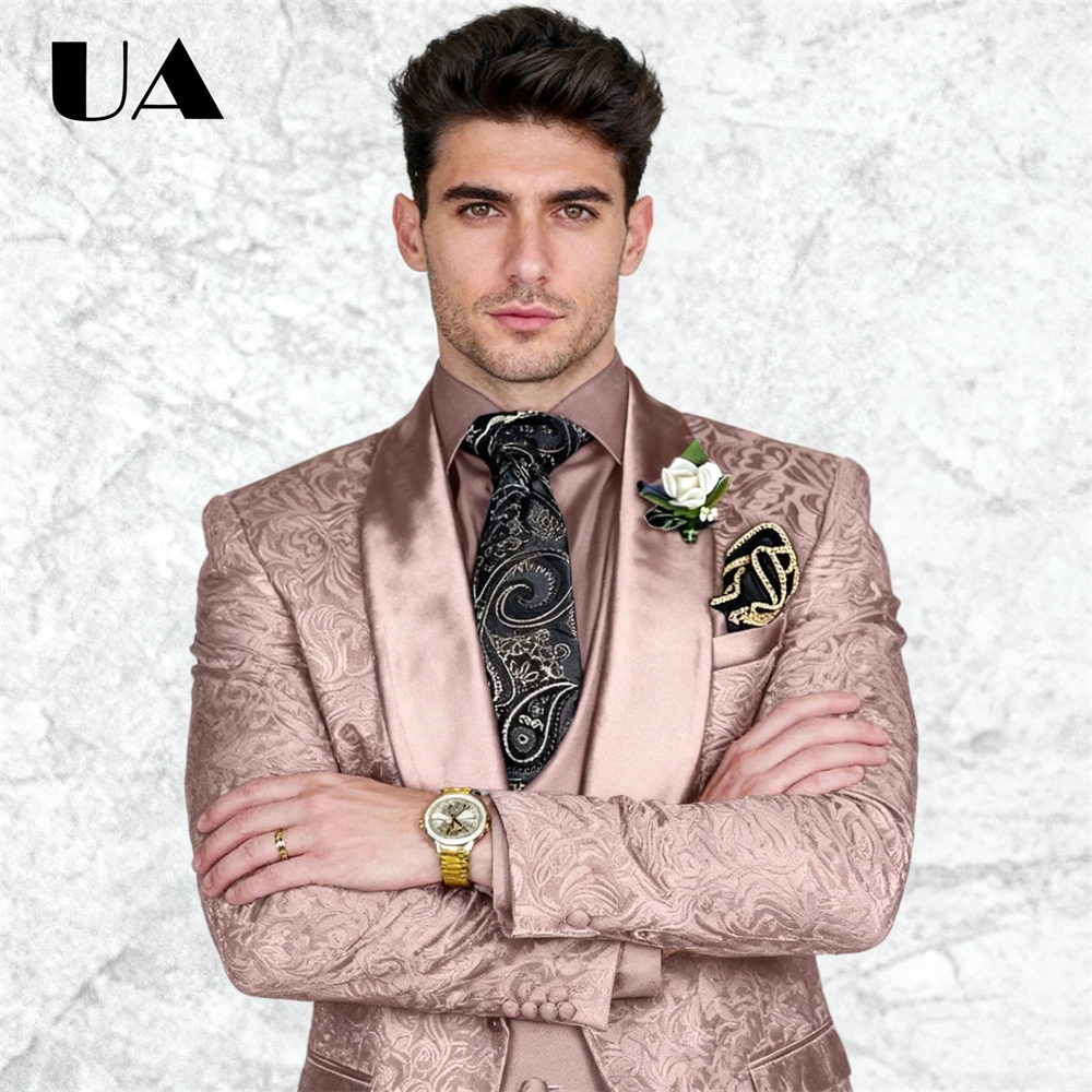 

Paisley Mens 3-Piece Suit Set (Jacket Vest Pants) Formal Evening Suit Attire Made-to-Order Wedding Groom Suit Bestman Tuxedo