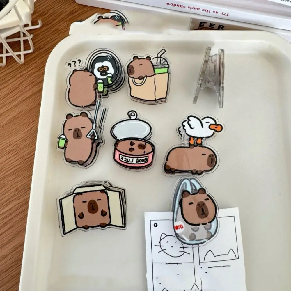 

Kawaii PP Cartoon Capybara Clip Acrylic Stationery Capybara Paper Clip Animal Style Creative Cute Capybara Photo Clip Files