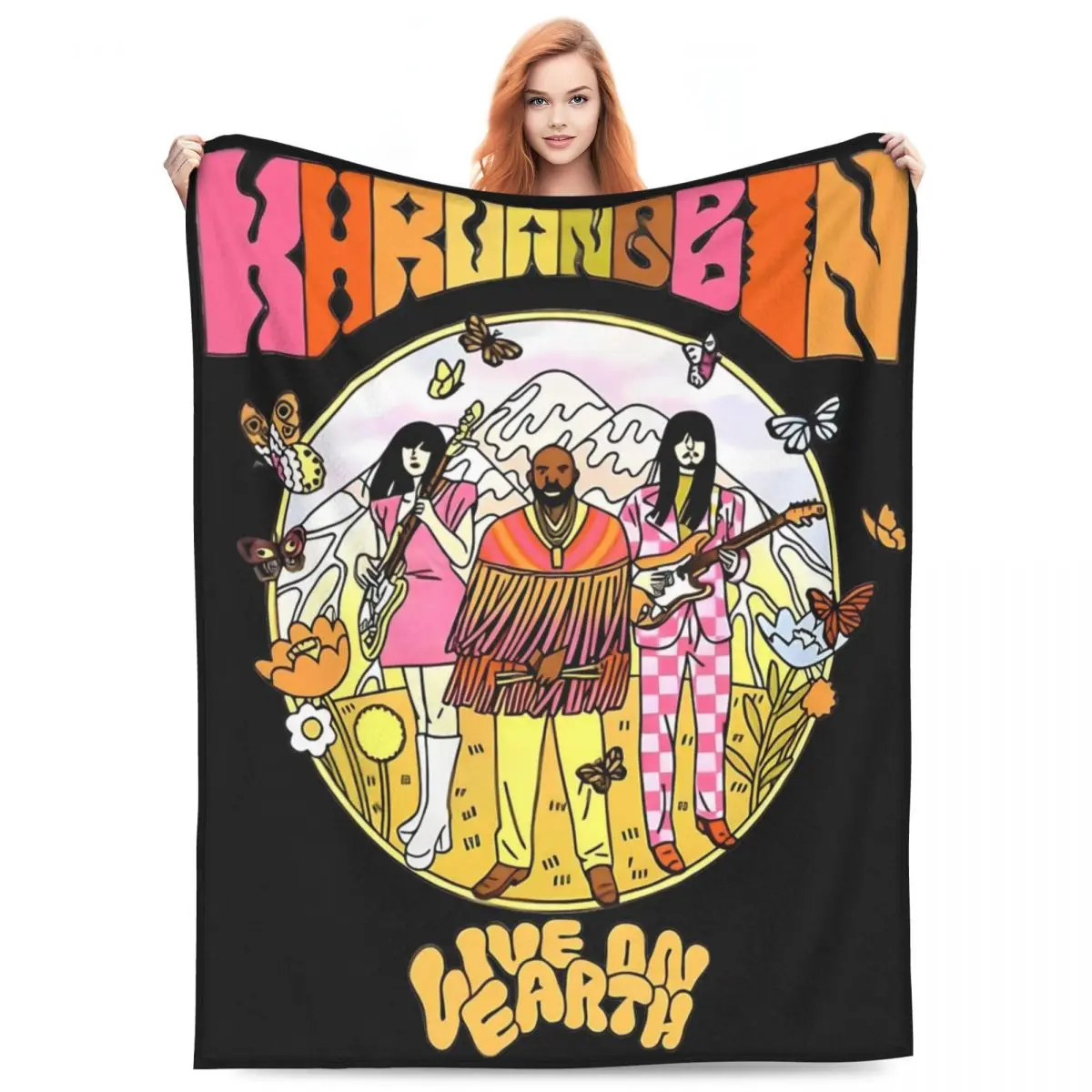 

Vintage Khruangbin Rock Band Blanket Velvet Print Harajuku Comfortable Lightweight Throw Blankets for Sofa Travel Bedspreads