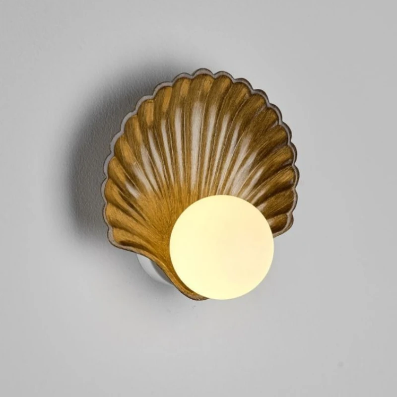 

Nordic minimalist shell wall lamps resin bedroom bedside wall light living room corridor modern interior decor lighting fixtures