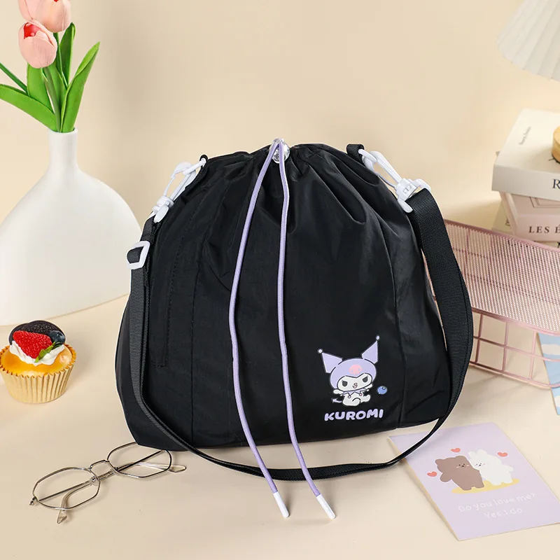 Sanrio Cartoon Hello Kitty Kuromi My Melody Cinnamoroll große Kapazität Kordelzug Handtasche Kawai tragbare Umhängetasche