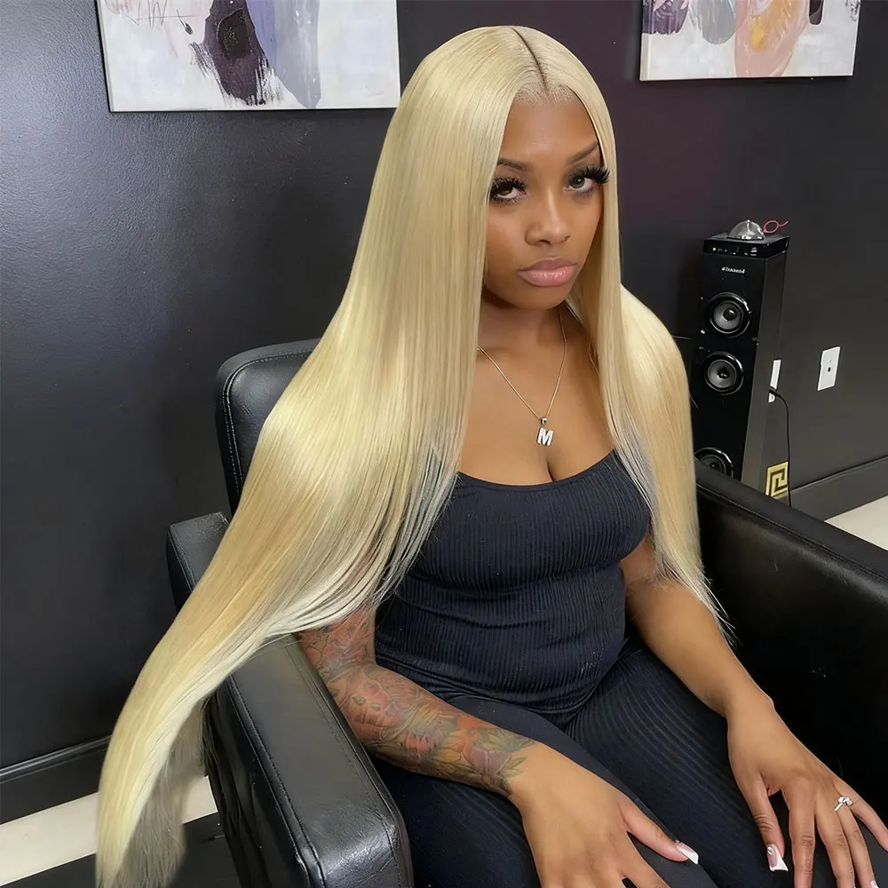 

Blonde 613 Hd Lace Frontal Wig 13X6 Brazilian Straight Human Hair Wig 40 Inch Transparent Lace Frontal Wig For Women 220 Density