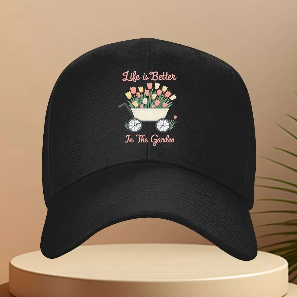 Tulip Garden Life Is Better Baseball Cap Adjustable Unisex Outdoor Sports Hat