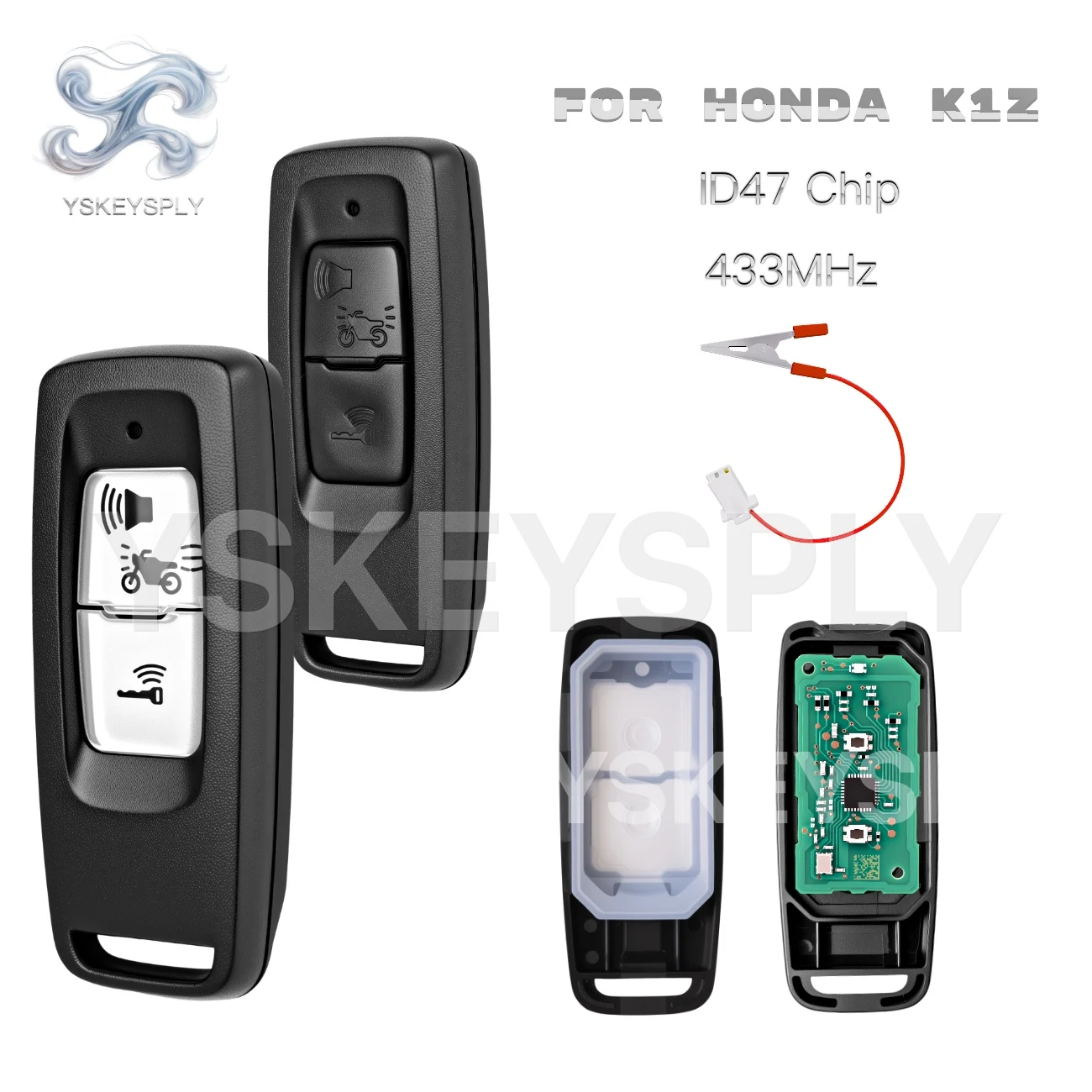 For Honda Motorcycle Remote Key Fits FORZA PCX160 NSS350 K1Z 2021-2023 ID47 Chip 433MHz 2 Buttons Smart Key Fob No Logo