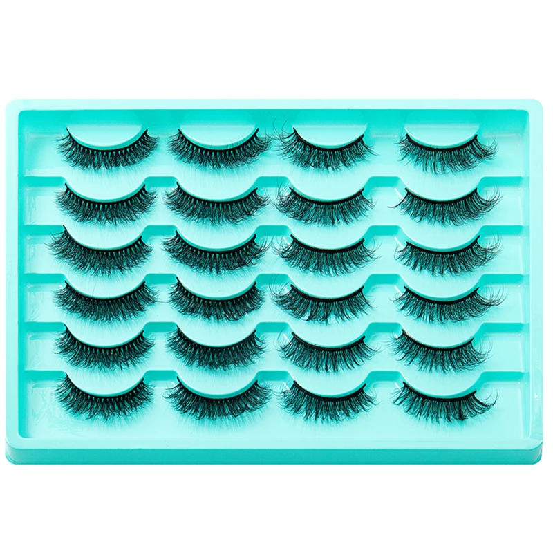 12 คู่ Faux Mink Lashes รัสเซีย Strip Fluffy Lashes ธรรมชาติ Curl Dramatic ขนตาปลอมแต่งหน้า Fake Eyelash Extension