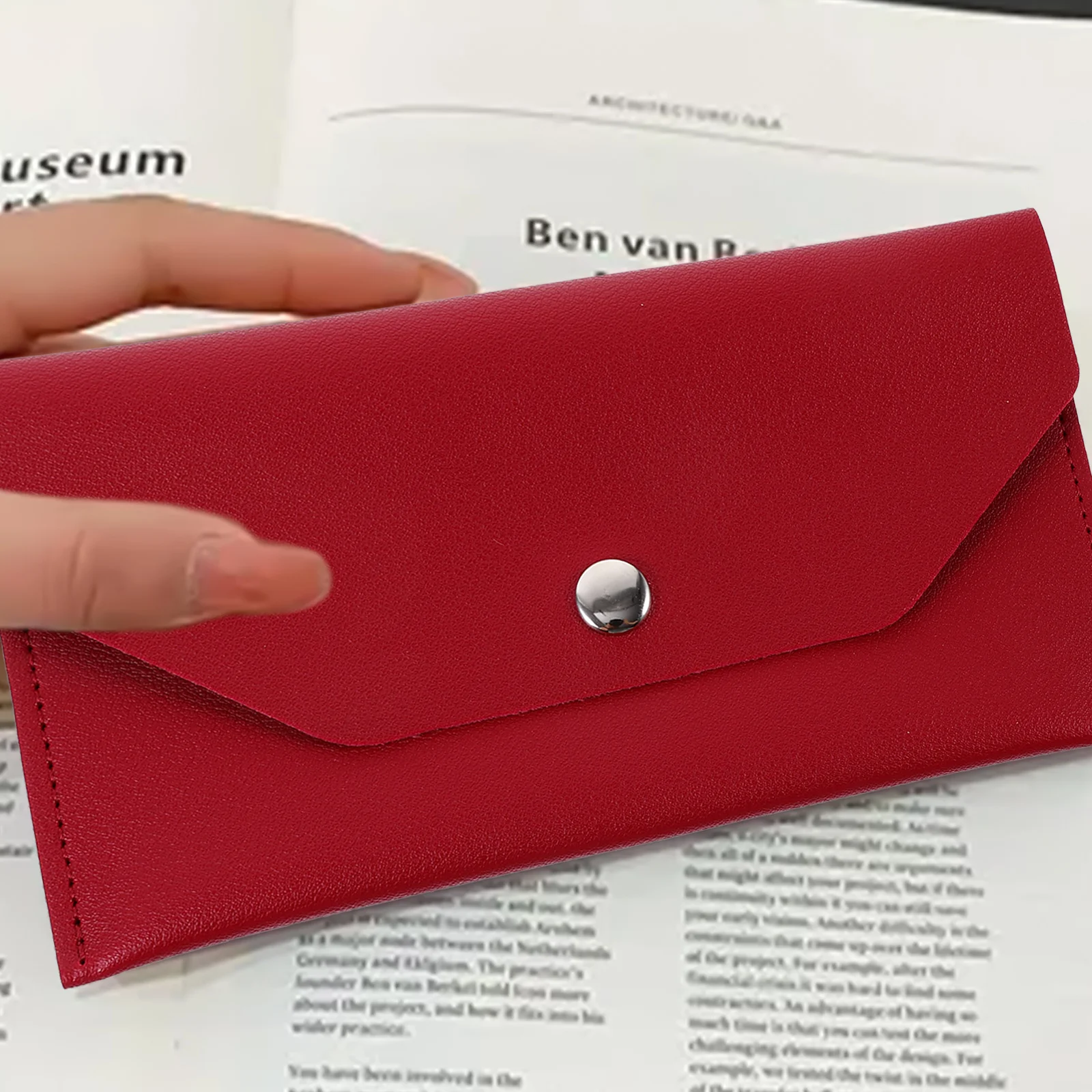 

Multifunction Business Card Holder Cash Envelope Wallet Black Pu Large Capacity For Coins Bills Travel Accessories