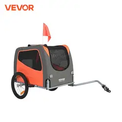 VEVOR 66 lbs Pet Cart Bicycle Carrier Dog Bike Trailer with Folding Frame, Wheels,Coupler,Reflectors, Flag, for Dogs Accessories