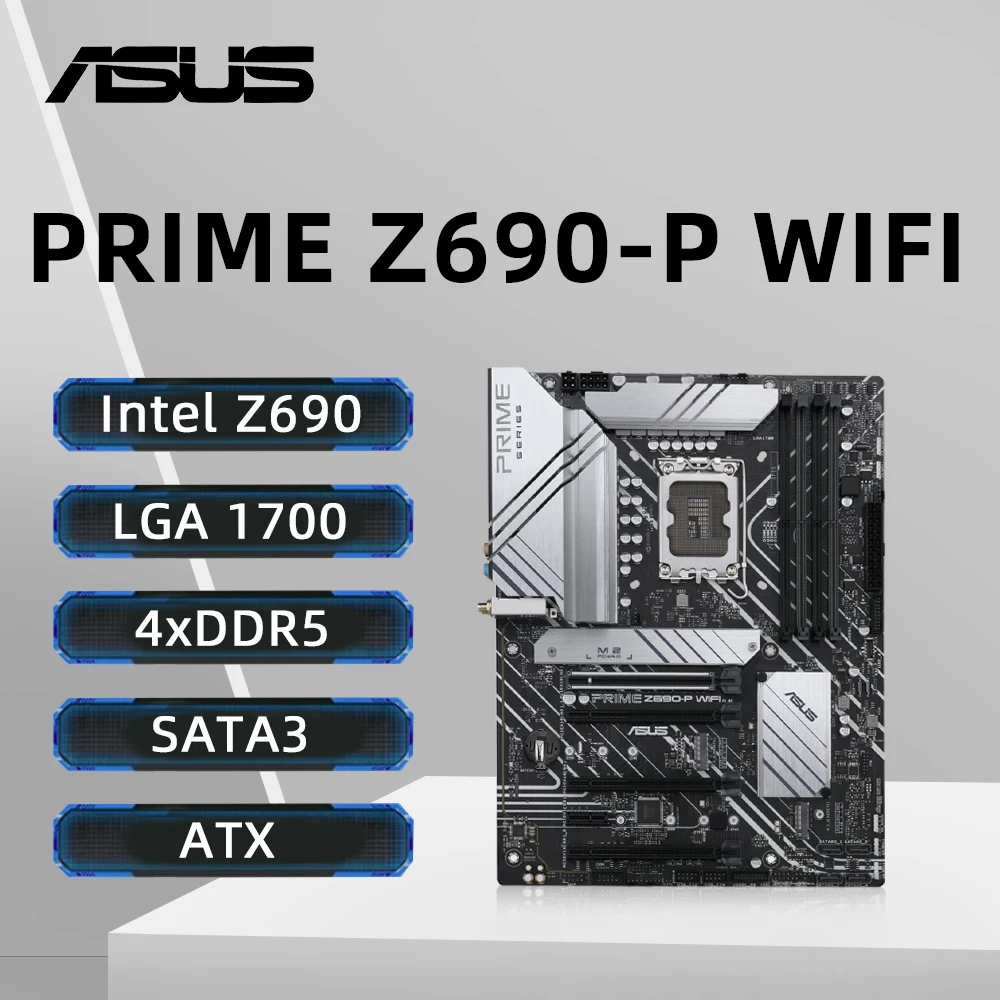 

Материнская плата ASUS PRIME Z690-P WIFI с поддержкой разъема LGA1700 i9-14900K i5-12400FCPU 4xDDR5 USB3.2 Gen2 3xM.2 HDMI PCIe5.0 ATX WiFi6