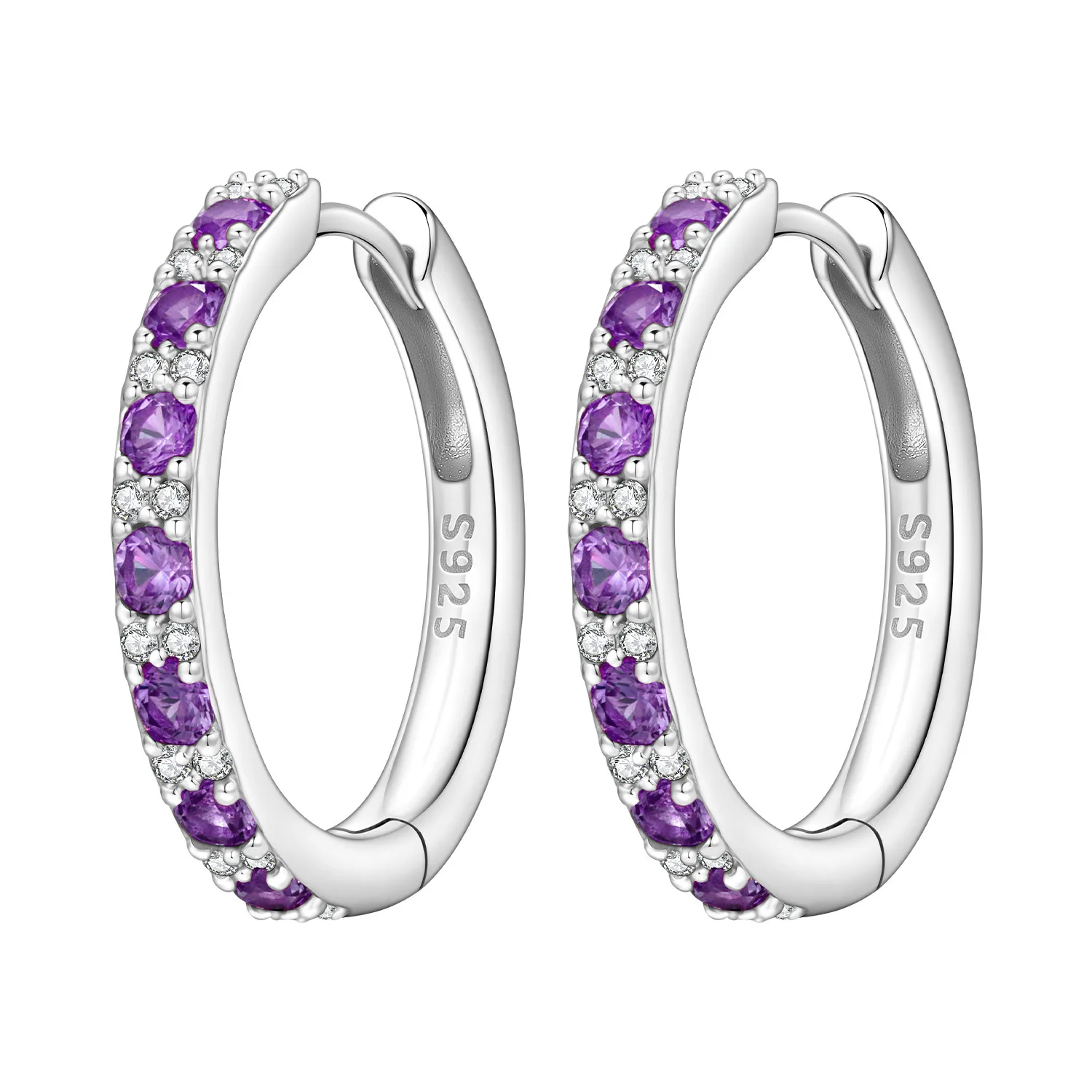 

Cycuff S925 Sterling Silver Simplified Purple Zircon Earrings Versatile Hoop Earrings For Women Jewelry Original Party Gifts