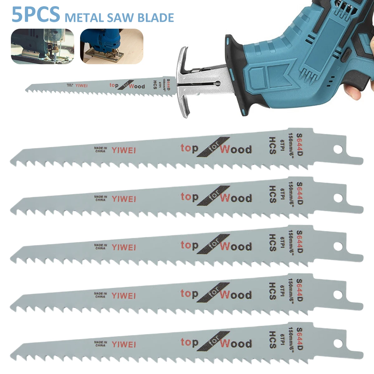 왕복 지그 톱 블레이드 세이버 톱 5 개, 목재 금속 절단용 멀티 톱 블레이드, 리노베이터 전동 공구 액세서리