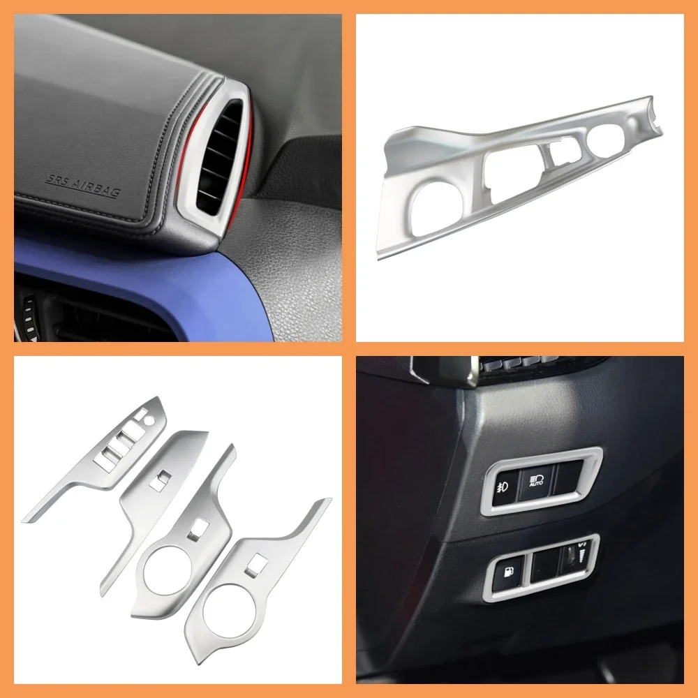LHD Car Stickers for Toyota C-HR CHR 2016 -2023 Front AC Outlet Cover Window Lift Switch Headlight Button Panel Trim Gear Shift