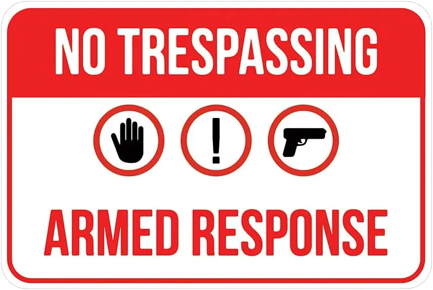 No Trespassing Armed Response Metal Sign,Metal Sign,Motivational Wall Hanging Sign,Vintage Metal Sign,Rustic Farmhouse Sign sign