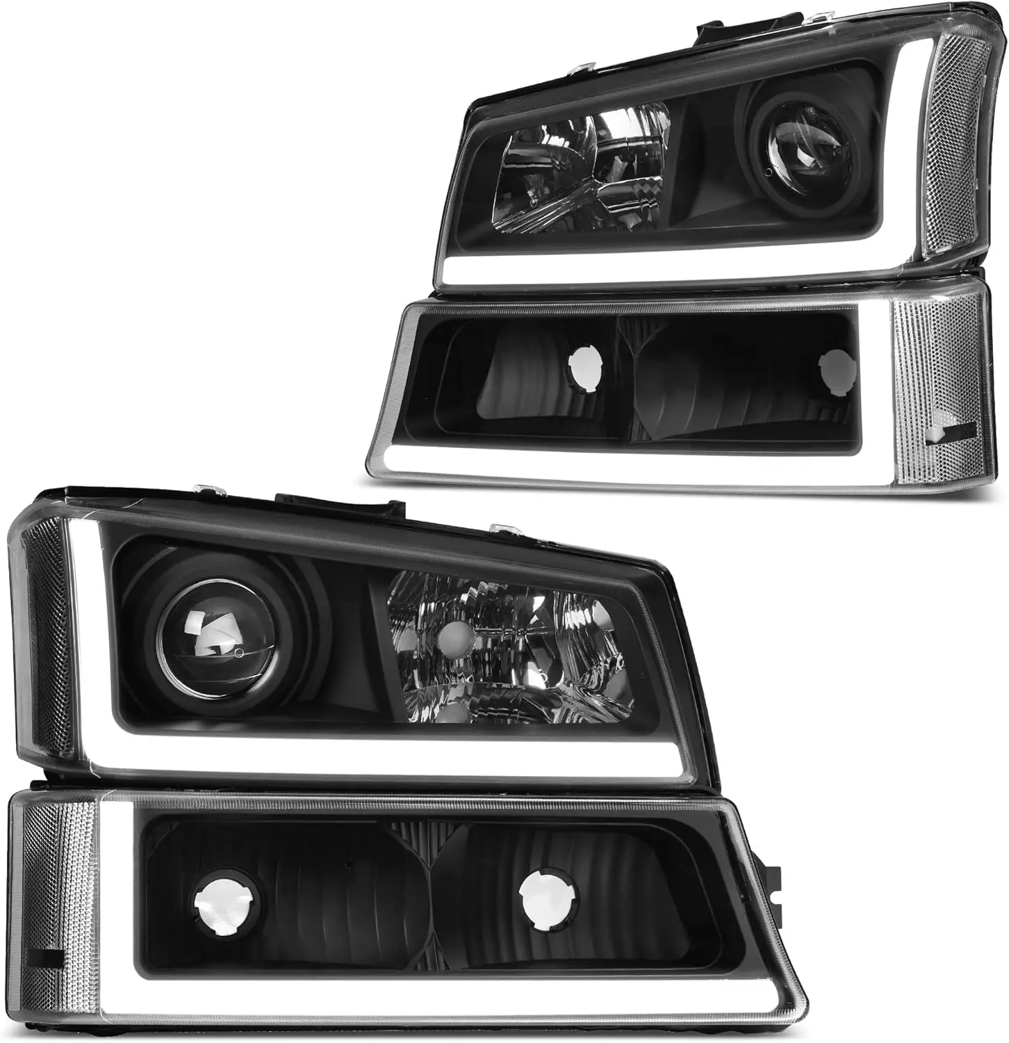 Projector Headlight Assembly Compatible with 2003 2004 2005 2006 Chevy Avalanche Silverado 1500 1500HD 2500 2500HD 3500/2007 Che