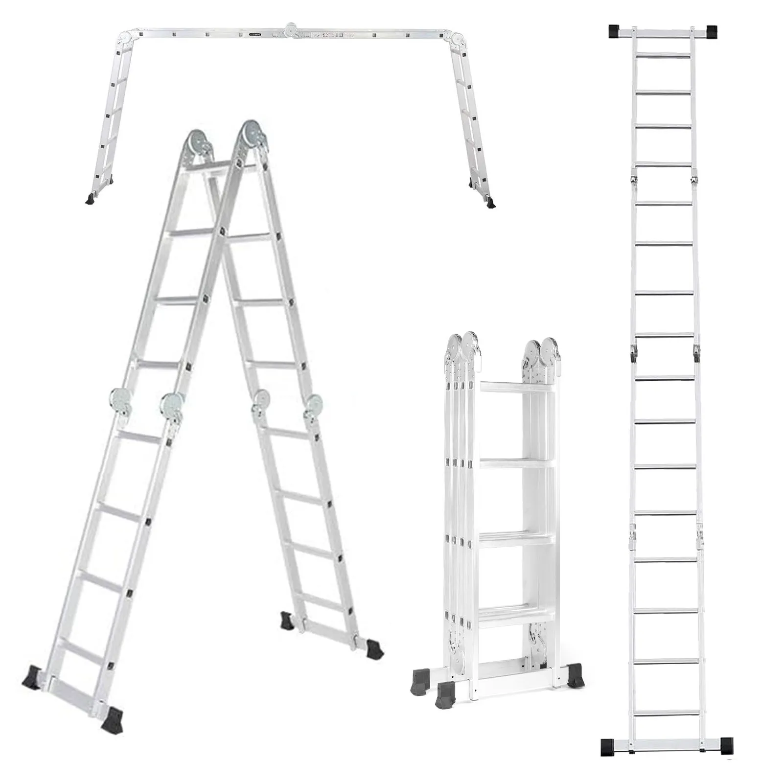 Aluminium-Klappleiter mit mehreren Positionen, 18,5 Zoll, höhenverstellbar, robust