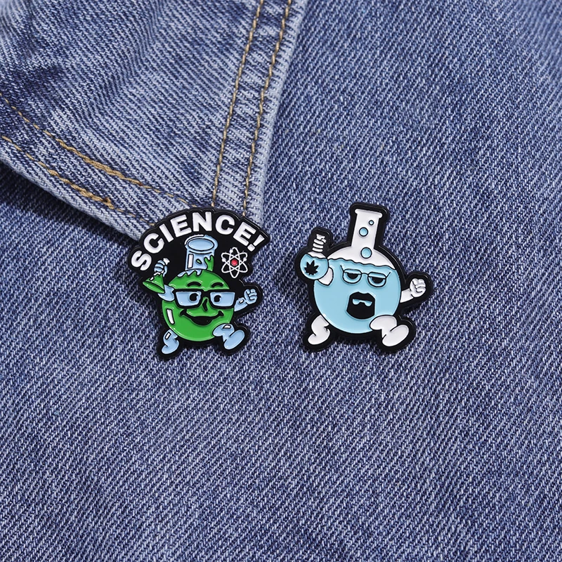 Kreative Wissenschaft experimentelle Flasche Emaille Pins Metall Broschen niedlichen lustigen kreativen Rucksack Revers Abzeichen Geschenk für Kinder Freunde