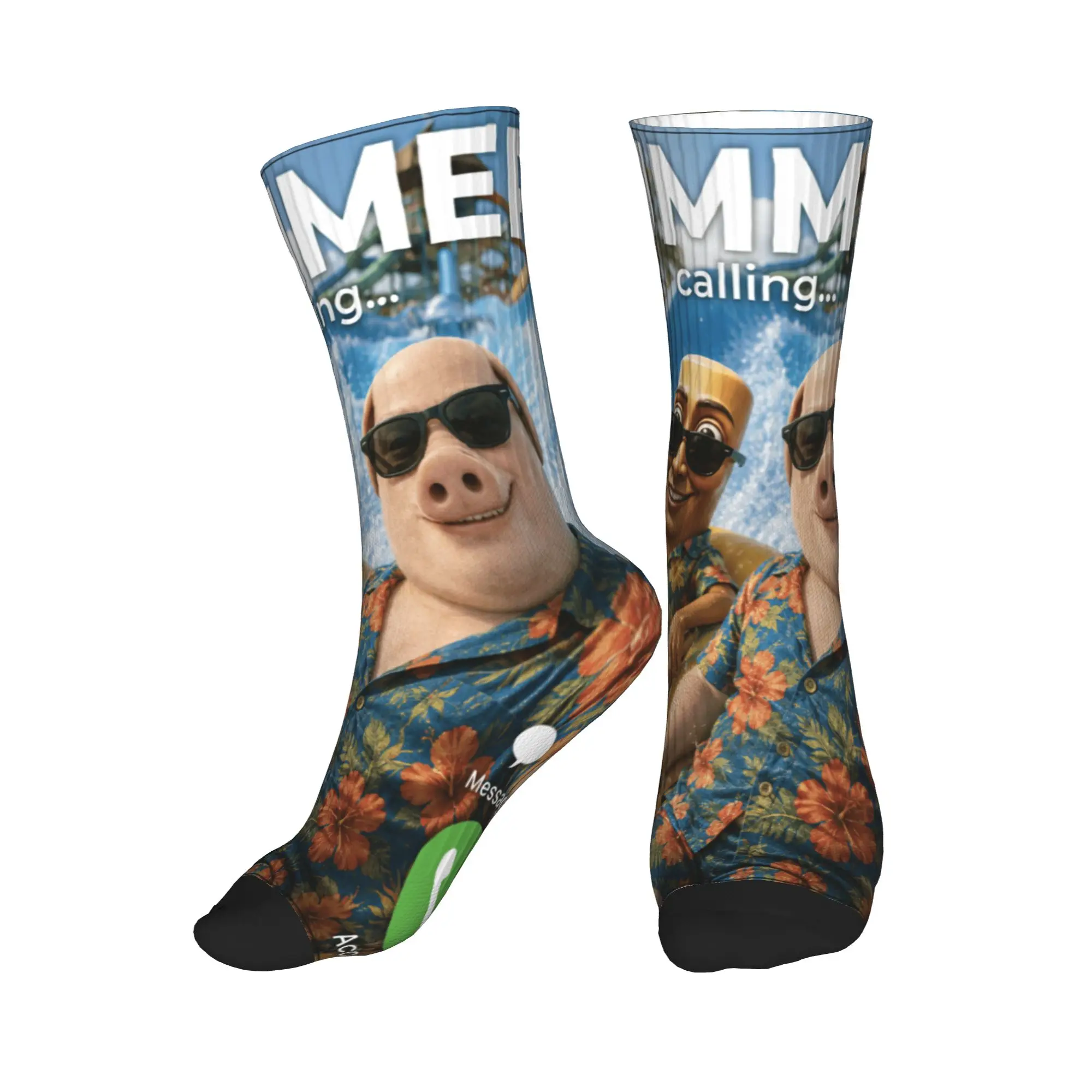 Women Men Socks Summer Vacation John Pork Tung Sahur Pool Party Phone Meme Stockings Spring Socks Custom Outdoor Anti-Slip Socks